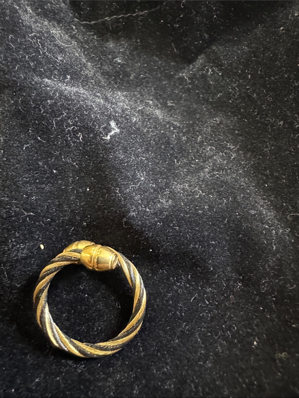 Gold and Black Twisted Rope Ring - Women Jewelry